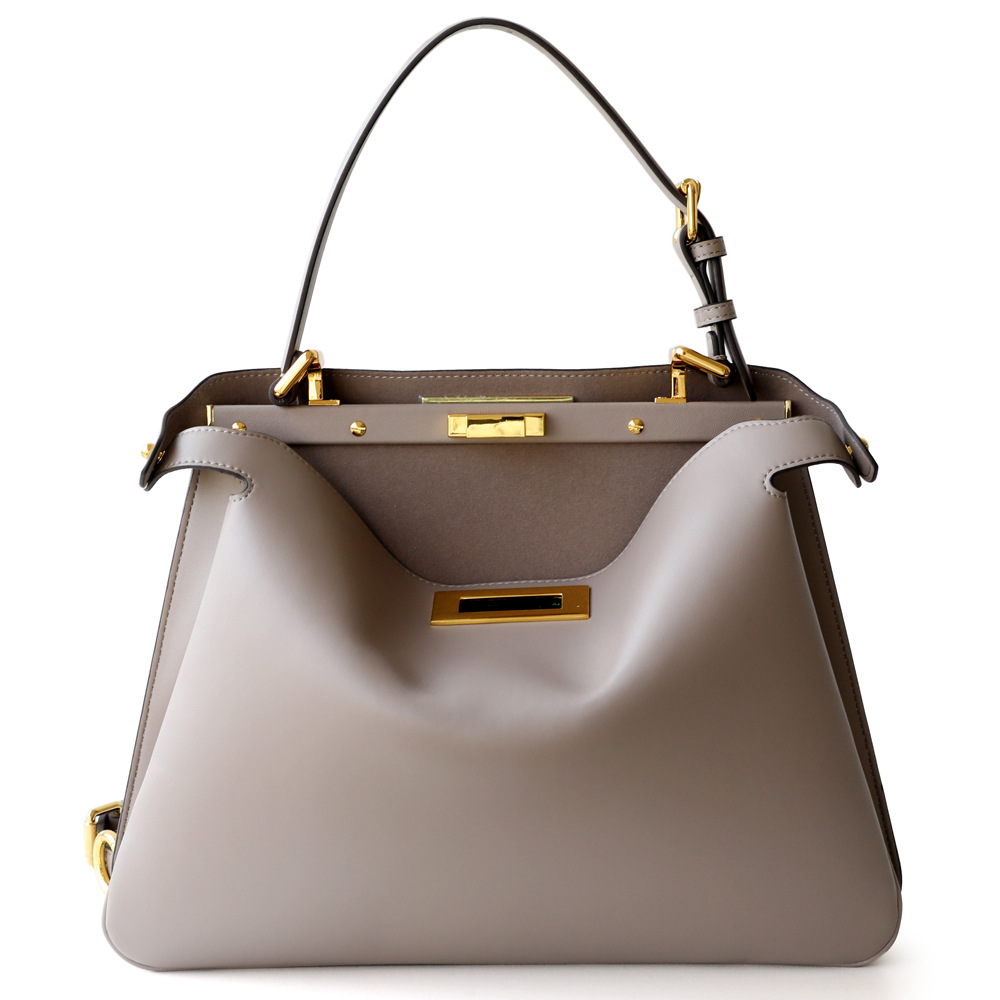 Trapezoid Structured Leather Shoulder Bag