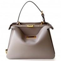 Trapezoid Structured Leather Shoulder Bag