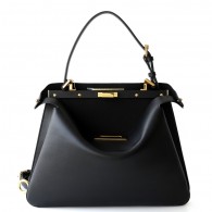 Trapezoid Structured Leather Shoulder Bag